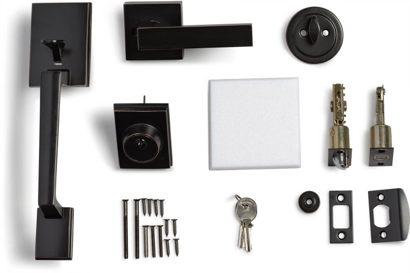 Berlin Modisch Single Cylinder HandleSet with Lever Door Handle (for Entrance and Front Door) Reversible for Right and Left Handed and a Single Cylinder deadbolt Handle Set Oil Rubbed Bronze Finish - Image 3